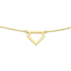 9ct+Gold+45cm+Open+Diamond+Shape+Necklet