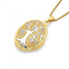 9ct+Two+Tone+20mm+%27Tree+of+Life%27+Locket