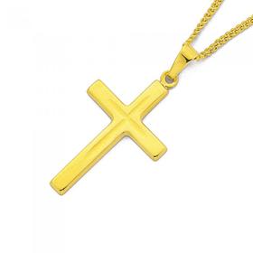 9ct+Diamond+Cut+Cross+Pendant