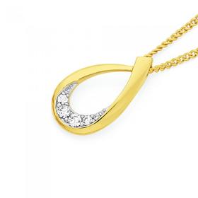 9ct-Gold-CZ-Tear-Drop-Pendant on sale