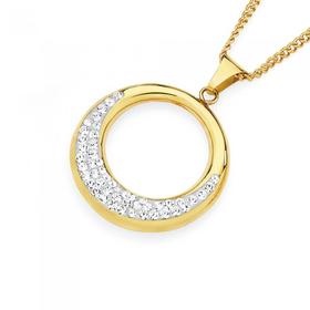 9ct+Gold+Crystal+Circle+Pendant