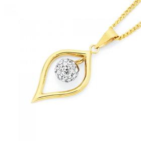 9ct-Gold-Crystal-Teardrop-Floating-Pendant on sale