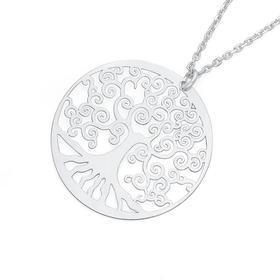 Silver-Fine-Flat-Round-Tree-Of-Life-Pendant on sale