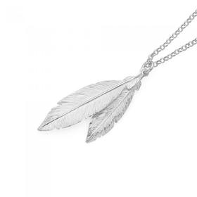 Silver+Double+Feather+Pendant