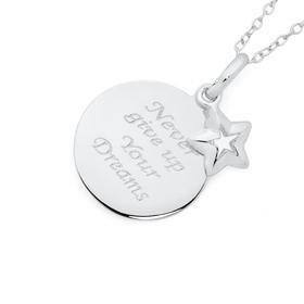 Silver+Never+Give+Up+You+Dreams+Disc+Pendant