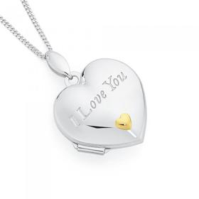 Silver-Gold-Plate-18mm-I-Love-You-Heart-Locket on sale