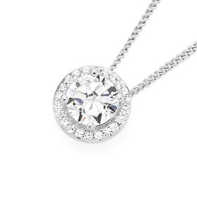 Silver-Round-CZ-Cluster-Pendant on sale