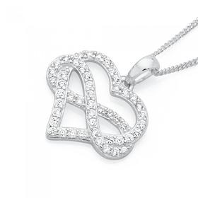 Silver-Cubic-Zirconia-Infinity-On-Heart-Pendant on sale