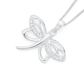 Silver+CZ+Dragonfly+Pendant