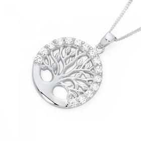 Silver-CZ-Tree-of-Life-Pendant on sale