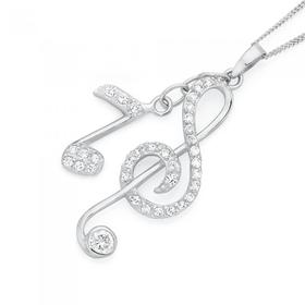Silver+Cubic+Zirconia+Musical+Notes+Pendant
