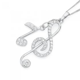 Silver-Cubic-Zirconia-Musical-Notes-Pendant on sale