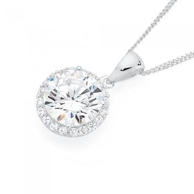 Silver-CZ-Round-Cluster-Pendant on sale