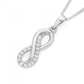 Silver-Cubic-Zirconia-Double-Infinity-Pendant on sale