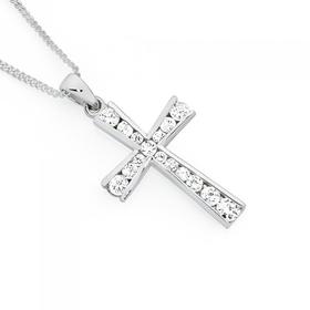 Silver+Flared+CZ+Cross