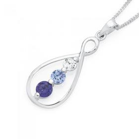 Silver-Multi-Colour-CZ-Loop-Drop-Pendant on sale