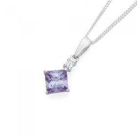 Silver-Square-Lavender-CZ-Pendant on sale