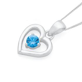 Silver+Blue+CZ+Open+Heart+Pendant