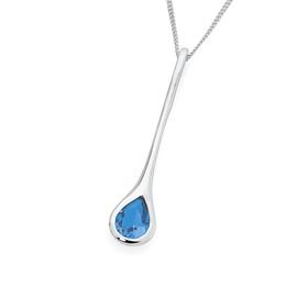 Silver-Blue-Cubic-Zirconia-Long-Teardrop-Pendant on sale