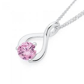 Silver-Small-Pink-Cubic-Zirconia-Loop-Pendant on sale