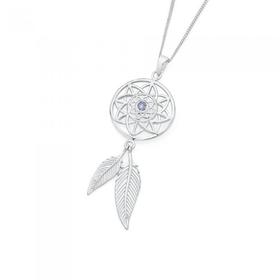 Silver-Violet-CZ-Dream-catcher-Pendant on sale