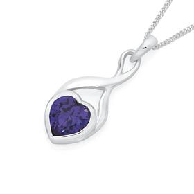 Silver-Purple-Cubic-Zirconia-Twist-Heart-Pendant on sale