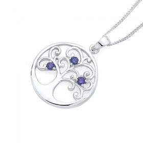 Silver+Violet+CZ+Tree+of+Life+Pendant