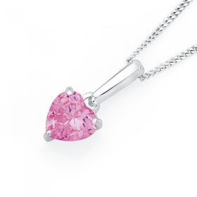 Silver-Pink-CZ-Heart-Pendant on sale