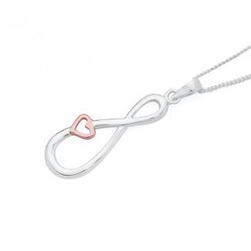 Silver+Infinity+Pendant+With+Rose+Plate+Heart