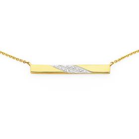 9ct+Gold+Diamond+Bar+Necklace