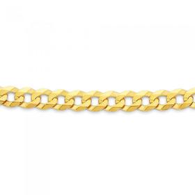 9ct+Gold+Solid+55cm+Flat+Curb+Chain