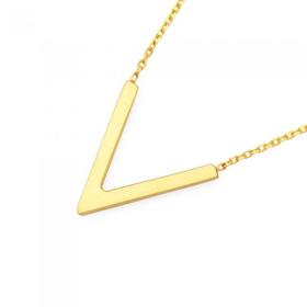 9ct-Gold-45cm-Geo-V-Necklet on sale