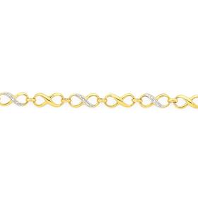 9ct+Gold+Diamond+Infinity+Bracelet