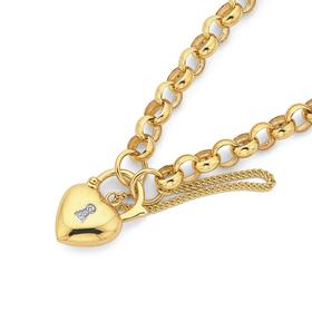 9ct-Gold-19cm-Solid-Belcher-Diamond-Padlock-Bracelet on sale