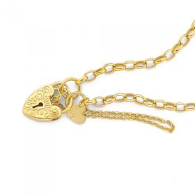 9ct+Gold+19cm+Belcher+Padlock+Bracelet