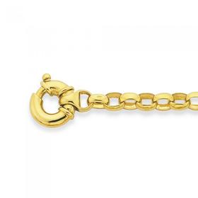 9ct+Gold+19cm+Solid+Oval+Belcher+Bracelet