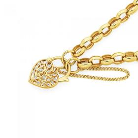 9ct-Gold-19cm-Oval-Belcher-Tree-of-Life-Padlock-Bracelet on sale