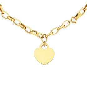 9ct+Gold+19cm+Belcher+with+Heart+Disc