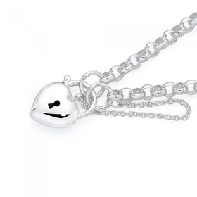 Silver-19cm-Belcher-Padlock-Bracelet on sale