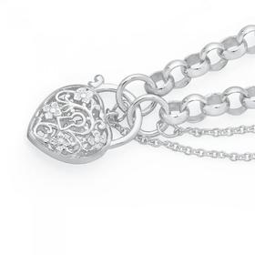 Silver-Belcher-Filigree-Padlock-Bracelet on sale