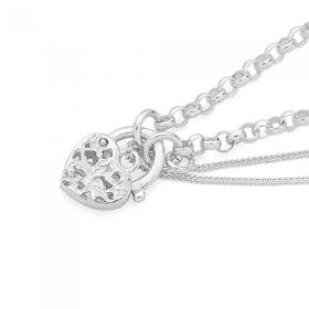 Silver-19cm-Belcher-Padlock-Bracelet on sale