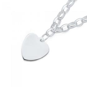 Sterling-Silver-185cm-Oval-Belcher-With-Heart-Disc-Bracelet on sale
