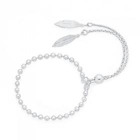 Silver+Ball+Feather+Friendship+Bracelet