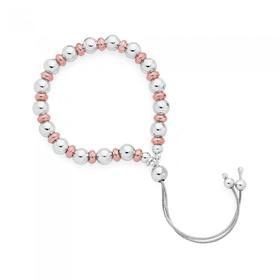 Silver+%26amp%3B+Rose+Plate+Ball+Friendship+Bracelet