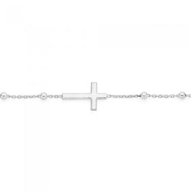 Silver-19cm-Side-Cross-Bead-Bracelet on sale
