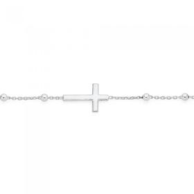 Sterling-Silver-19cm-Side-Cross-Bead-Bracelet on sale