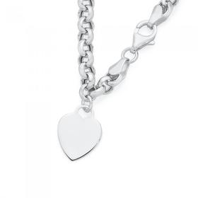 Italian-Silver-Heart-Charm-19cm-Belcher-Bracelet on sale