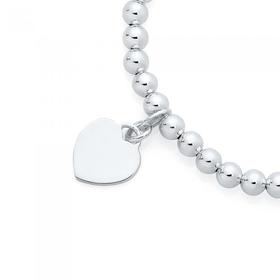 Silver-Heart-Disc-On-Ball-Stretch-Bracelet on sale