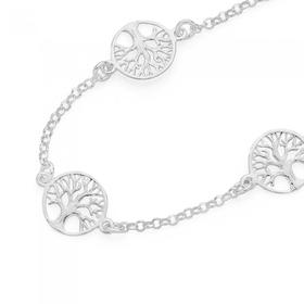 Silver+3+Tree+of+Life+Circle+Bracelet