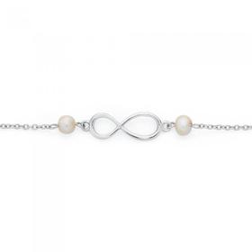 Silver-2-Cultured-Freshwater-Pearl-Infinity-Bracelet on sale